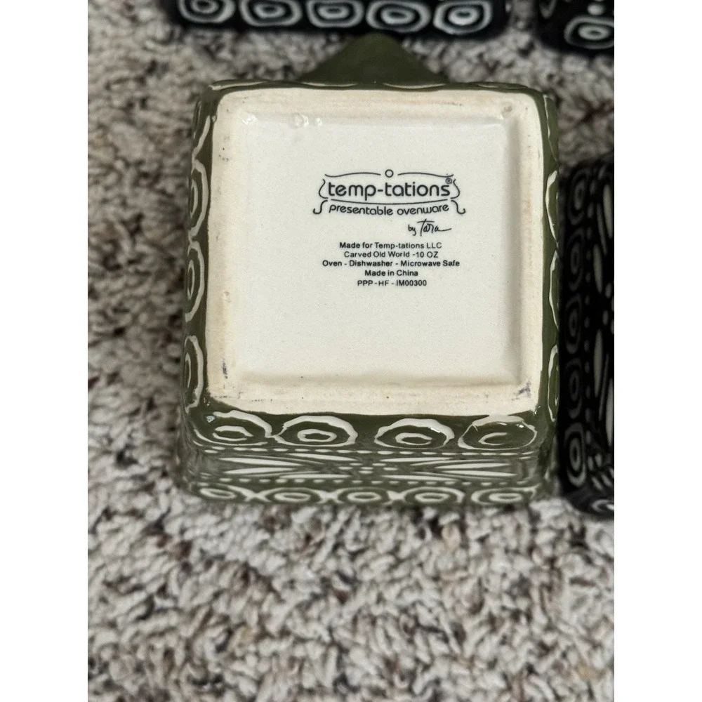 4 Temp-tations Ovenware‎ by Tara Carved Old World Black And Green Baking Dishes